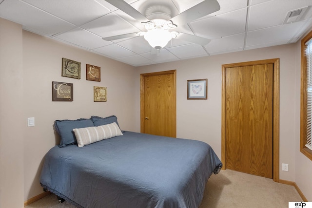 17205 Jessica Ln, Gretna, NE 68028 - carpeted bedroom with a paneled ceiling and a ceiling fan