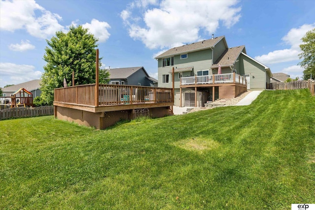 17205 Jessica Ln, Gretna, NE 68028 - rear view of property with a wooden deck