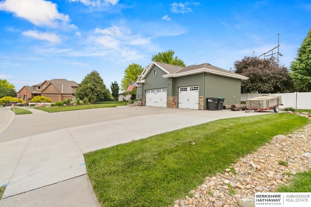 20155 Farnam St, Elkhorn, NE 68022 - view of side of property featuring a garage and stone siding