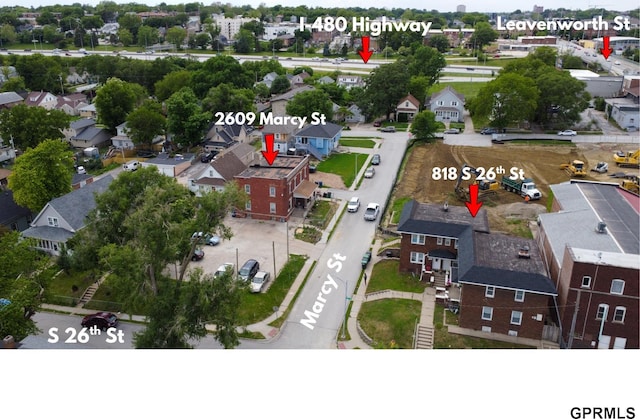 818 S 26th St, Omaha, NE 68105 - aerial perspective of suburban area