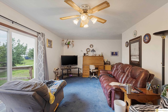 209 Carter St, Avoca, NE 68307 - carpeted living area with ceiling fan