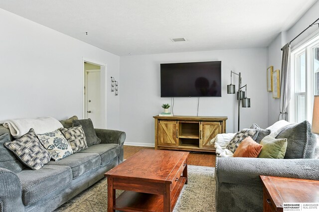 9704 Erskine St, Omaha, NE 68134 - living area featuring wood finished floors and baseboards