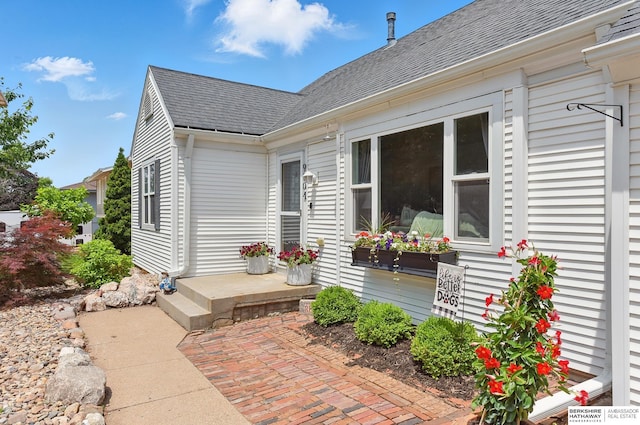9704 Erskine St, Omaha, NE 68134 - entrance to property with a shingled roof