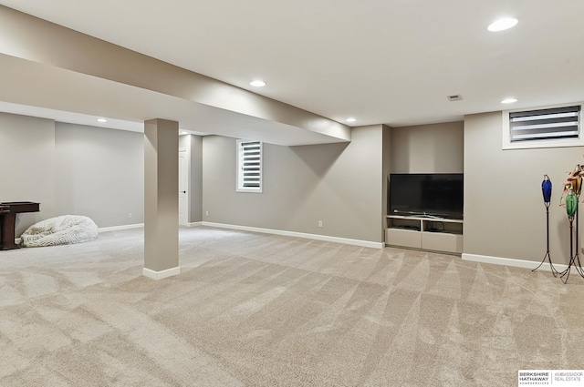 2468 N 148th St, Omaha, NE 68116 - finished basement featuring light colored carpet, recessed lighting, and baseboards