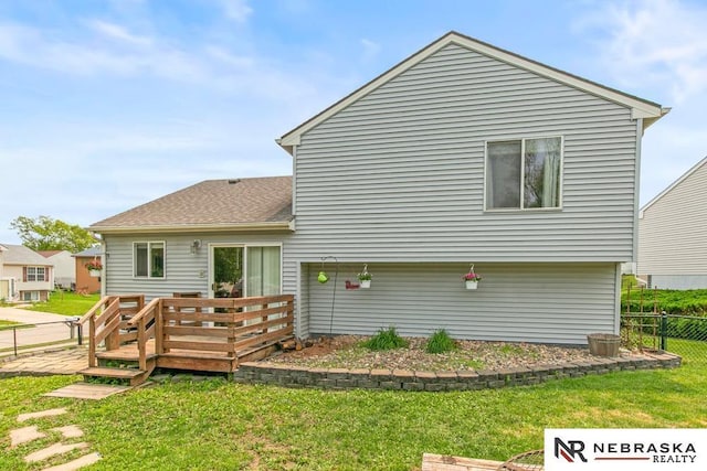 13518 Westport Cir, Bellevue, NE 68123 - back of property featuring a deck and roof with shingles