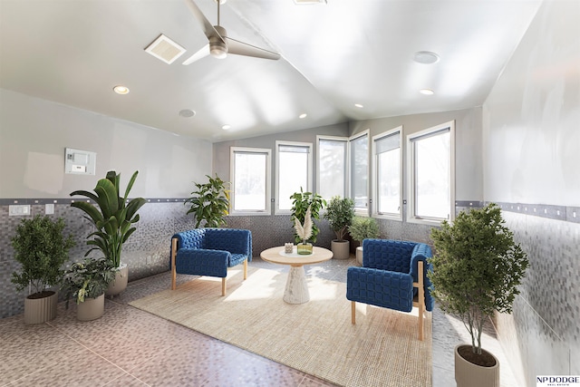 10615 Martha St, Omaha, NE 68124 - lobby with a wainscoted wall, lofted ceiling, and recessed lighting