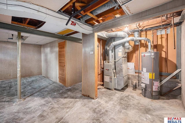 5704 N 68th St, Omaha, NE 68104 - unfinished basement with gas water heater and heating unit