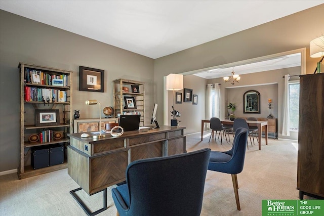 802 N Fillmore St, Papillion, NE 68046 - office area featuring light carpet and a chandelier