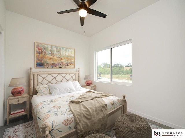 14802 Bruning St, Bennington, NE 68007 - bedroom with baseboards, carpet flooring, and a ceiling fan