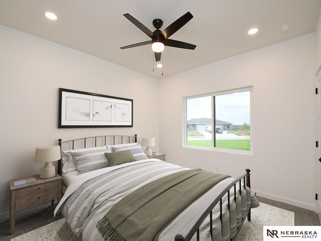 14802 Bruning St, Bennington, NE 68007 - carpeted bedroom featuring baseboards, recessed lighting, and a ceiling fan