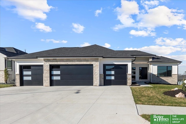 6518 S 208th Ave, Elkhorn, NE 68022 - view of front facade with a garage, driveway, and stone siding