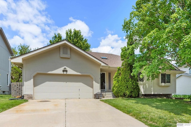 15212 Emmet St, Omaha, NE 68116 - view of front of property featuring an attached garage, driveway, a front lawn, and roof with shingles