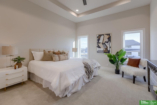 21056 Joseph St, Elkhorn, NE 68022 - bedroom with multiple windows, light carpet, a ceiling fan, and recessed lighting