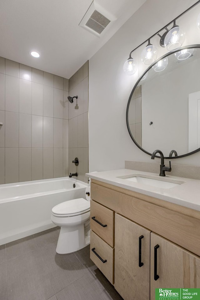 21056 Joseph St, Elkhorn, NE 68022 - bathroom with vanity, toilet, shower / washtub combination, and tile patterned floors