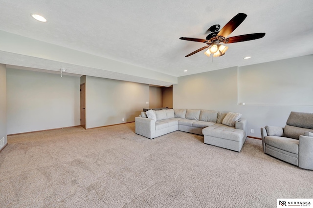 905 Chicory Ln, Hickman, NE 68372 - living area featuring carpet flooring, a ceiling fan, baseboards, and recessed lighting