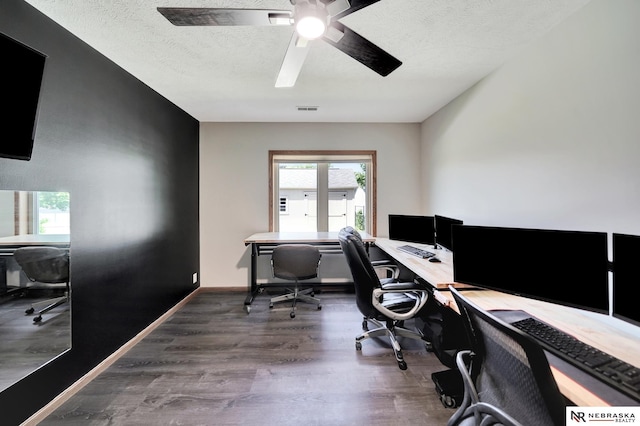 905 Chicory Ln, Hickman, NE 68372 - office area featuring wood finished floors, a ceiling fan, and baseboards