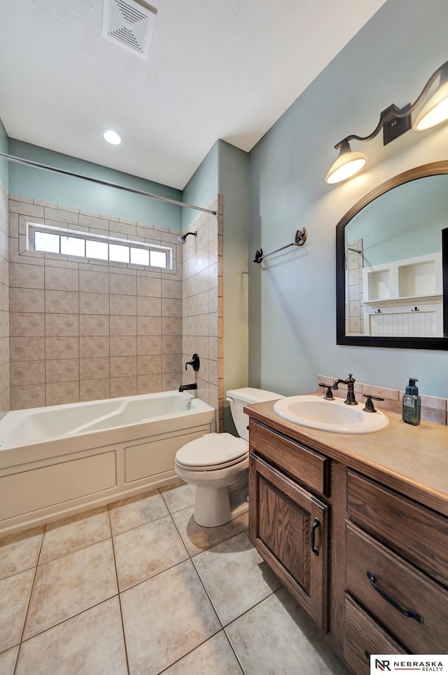 905 Chicory Ln, Hickman, NE 68372 - full bathroom with toilet, vanity, shower / tub combination, and tile patterned flooring