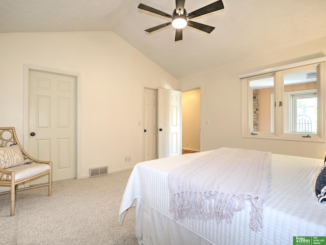 6212 Oak Hills Plz, Omaha, NE 68137 - carpeted bedroom featuring vaulted ceiling and ceiling fan