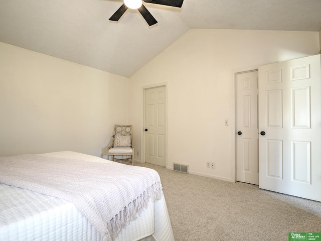 6212 Oak Hills Plz, Omaha, NE 68137 - bedroom featuring light carpet, lofted ceiling, ceiling fan, and baseboards