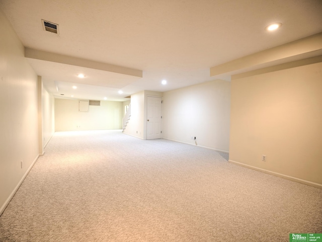 6212 Oak Hills Plz, Omaha, NE 68137 - finished basement with recessed lighting, light carpet, and baseboards