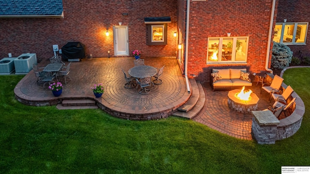 13303 Cuming St, Omaha, NE 68154 - view of patio / terrace featuring a fire pit, grilling area, and central AC unit