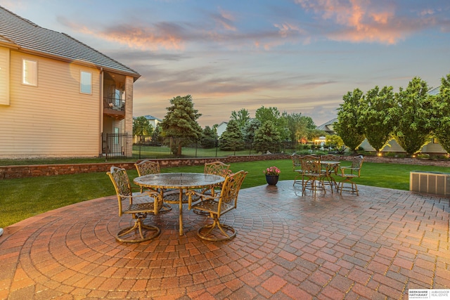 13303 Cuming St, Omaha, NE 68154 - patio terrace at dusk with outdoor dining area and a patio