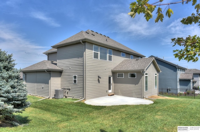 19920 Tyler St, Omaha, NE 68135 - rear view of property with central AC, a patio area, and a shingled roof