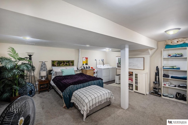 6021 Frederick St, Omaha, NE 68106 - bedroom featuring carpet flooring and washer and clothes dryer
