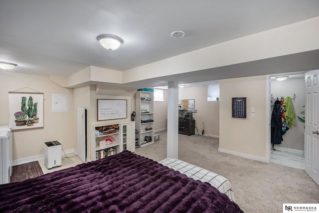 6021 Frederick St, Omaha, NE 68106 - bedroom with carpet, baseboards, electric panel, and a walk in closet