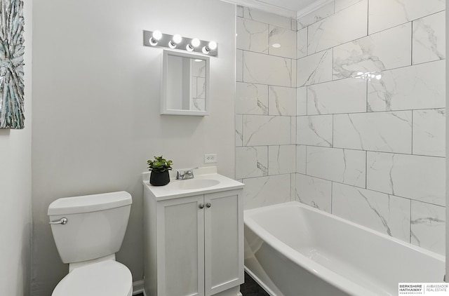209 S Vine St, Mead, NE 68041 - bathroom featuring toilet, vanity, and washtub / shower combination