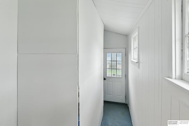 209 S Vine St, Mead, NE 68041 - hallway with vaulted ceiling and concrete floors