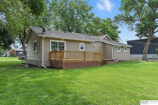 209 S Vine St, Mead, NE 68041 - back of property with a wooden deck and a chimney