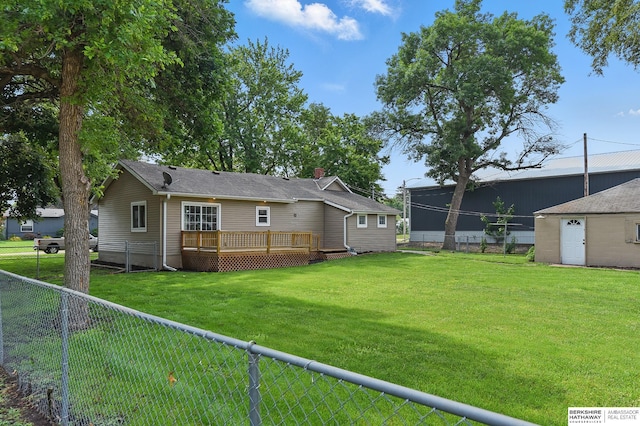 209 S Vine St, Mead, NE 68041 - rear view of property with a wooden deck and a chimney