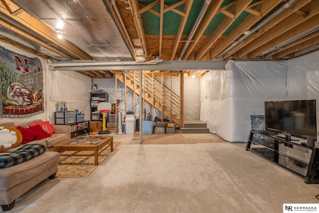 21313 Castlerock Ln, Gretna, NE 68028 - unfinished below grade area featuring stairway