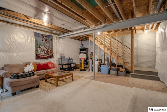 21313 Castlerock Ln, Gretna, NE 68028 - unfinished below grade area with stairs and carpet