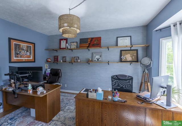 3902 Fox Ridge Dr, Bellevue, NE 68123 - office with a chandelier and baseboards