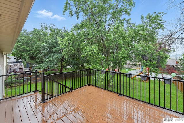 2615 Jack Pine St, Bellevue, NE 68123 - wooden deck with a lawn