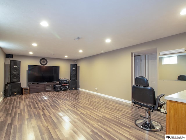 1715 Belford St, Lincoln, NE 68521 - office space featuring light wood finished floors, recessed lighting, baseboards, and a wood stove