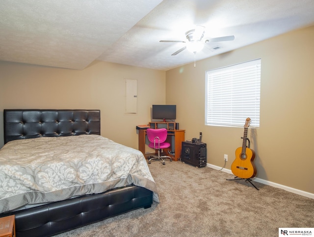 1715 Belford St, Lincoln, NE 68521 - carpeted bedroom featuring electric panel, baseboards, and ceiling fan