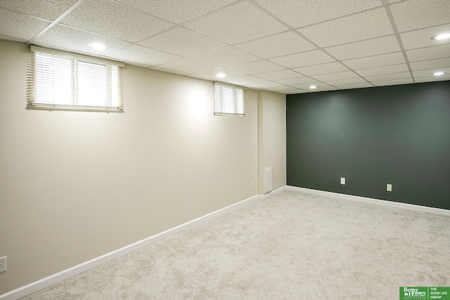 2833 S 107th St, Omaha, NE 68124 - basement featuring recessed lighting, carpet floors, a drop ceiling, and baseboards