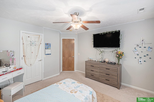 2231 Crystal Creek Dr, Papillion, NE 68046 - bedroom with light carpet, baseboards, and a ceiling fan