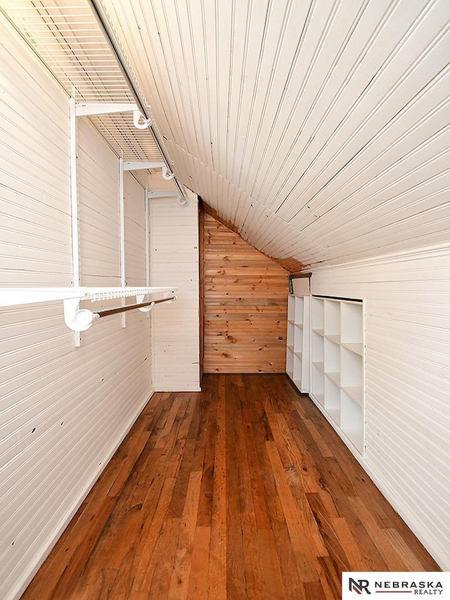 4540 S 41st St, Omaha, NE 68107 - spacious closet featuring dark wood-style flooring and lofted ceiling