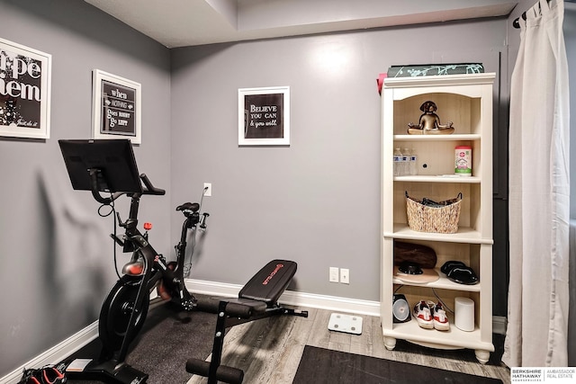 1809 S 220th Ave, Omaha, NE 68022 - exercise area with baseboards and wood finished floors