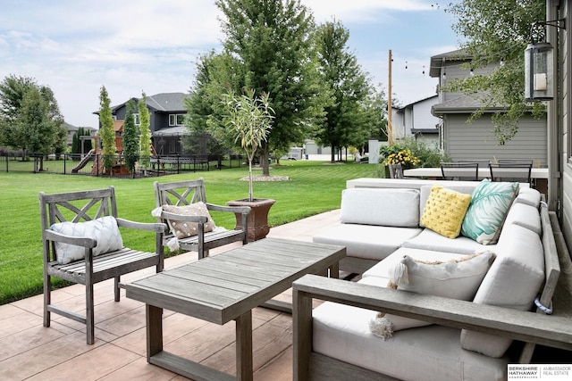 1809 S 220th Ave, Omaha, NE 68022 - view of patio featuring outdoor lounge area and a playground