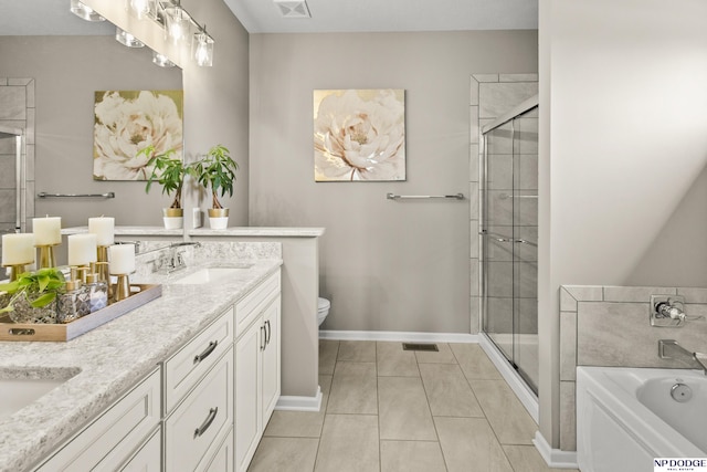 15301 Kansas Ave, Omaha, NE 68116 - full bath featuring double vanity, a stall shower, toilet, and a garden tub