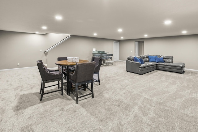 15301 Kansas Ave, Omaha, NE 68116 - dining space featuring carpet flooring, recessed lighting, and baseboards