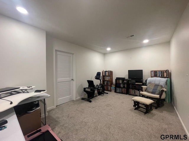 14316 S 19th Cir, Bellevue, NE 68123 - living area with carpet flooring, an office area, recessed lighting, and baseboards