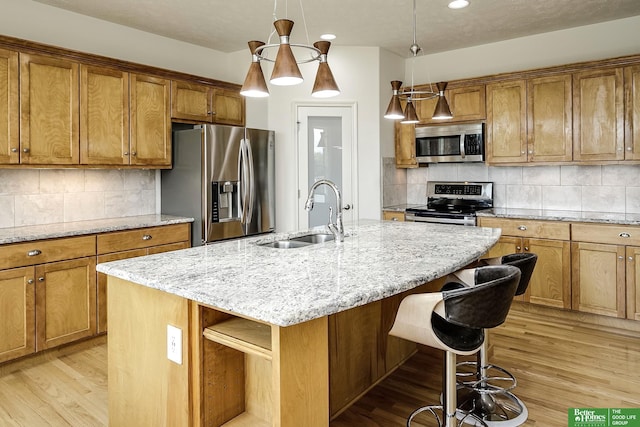 2627 N 166th St, Omaha, NE 68116 - kitchen featuring appliances with stainless steel finishes, a sink, brown cabinetry, and recessed lighting