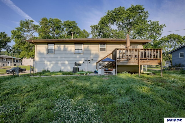 253 S 110th St, Omaha, NE 68154 - rear view of house featuring a wooden deck and cooling unit
