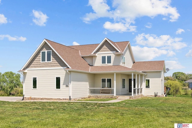 1500 N 170th Cir, Lincoln, NE 68527 - view of front of house featuring covered porch, a front lawn, and roof with shingles